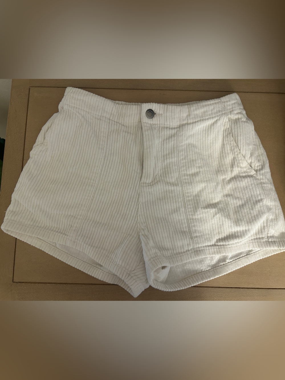 RVCA White Corduroy Waistband Shorts